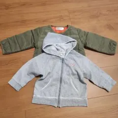 オリーブグリーンとグレーのアウター2点セット