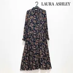 最終値下！ローラアシュレイ 花柄ロングシャツワンピ9号 日本製 ウエストリボン