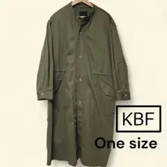KBF ノーカラーコート　ミリタリーコート ドロストコート　カーキ　コットン　F