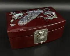 韓国伝統工芸 螺鈿細工 ジュエリーボックス 宝石箱 漆器 鶴 花柄 鏡