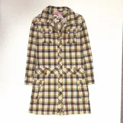 チェック柄 チュニックシャツ M バック刺繍 ラメ入り ロング丈