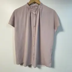 処分価格。GU ドレープバンドカラーシャツ　ピンク　Lサイズ