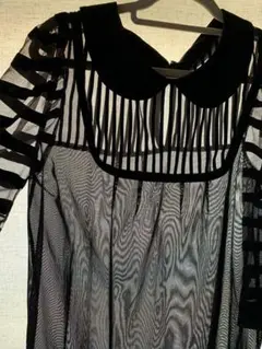 シースルー　シアー　トップス　黒　パフスリーブ　ザラ