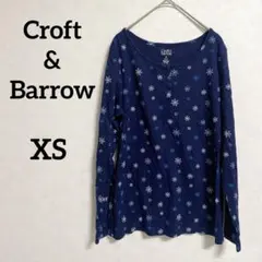 Croft & Barrow 【XS】 星柄プリント 長袖Tシャツ ネイビー