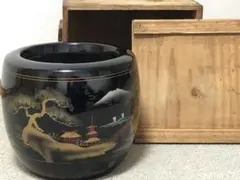 火鉢 木製収納箱付き　骨董品のサムネイル