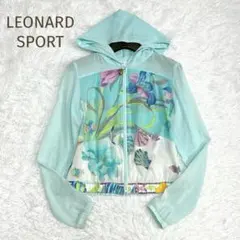 ★LEONARD SPORT★フード付き ジップアウター ブルー 花柄 38