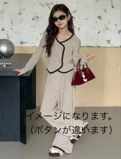 SHEIN★ティーンガール☆パールボタン★ニットパンツセットアップ☆11Y★韓国