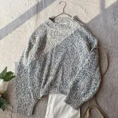 美品(M)サマンサモスモス/長袖ニット/セーター/ナチュラル/ブルー/青