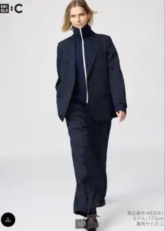 ユニクロ　シー　イージーワイドパンツ　L ネイビー