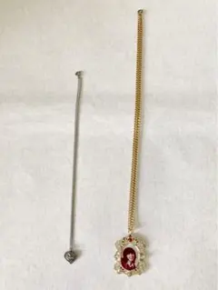 ★チェーンネックレス ペンダント 西城秀樹 2点セット 昭和レトロ アンティーク