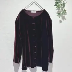 【アリスバーリー】ベロアカーディガン ボルドー L 大きいサイズ