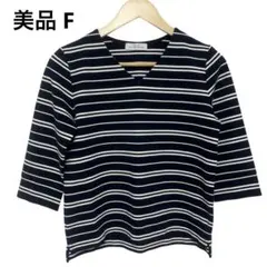 【極美品】ユナイテッドアローズグリーンレーベルVネックカットソーネイビーボーダー