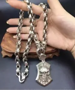 S925刻印 スカルネックレス 重量級 約175g ヴィンテージ バイカー単色3