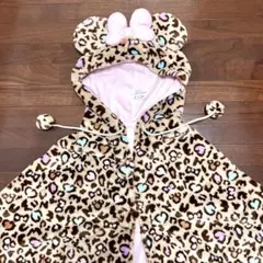 Disney ディズニーミニー　ファンキャップ　ケープポンチョ付ピンクヒョウ柄