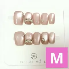 【M】ネイルチップ 韓国 ワンホン ちゅるん 量産 マグネット リボン 水光