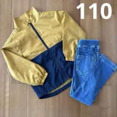 訳あり　110サイズ ジャケット 黄色 ネイビー　デニムズボンセットのサムネイル