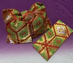 七五三　作り帯　中寸　5歳向け　ゴールド系　レトロスタイル