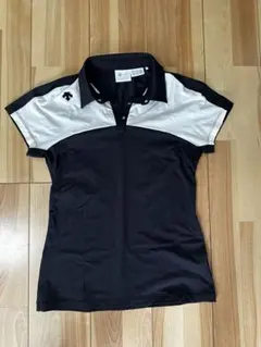 【値下げ】デサント DESCENTE ゴルフ ポロシャツ 白黒 バイカラー