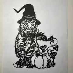 【（匿名配送）】切り絵　ハロウィン猫ちゃん