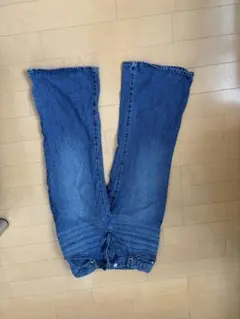 ワイドレッグデニムパンツ ゴムウエスト