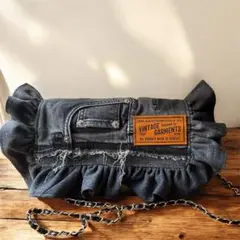 ハンドメイド　デニムリメイク　デニムバッグ　ショルダーバッグ　サコッシュ　バッグ