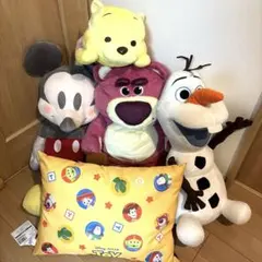 【まとめ売り‼️】ディズニー　ぬいぐるみ　キャラクター クッション　5点