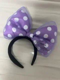 ミニーマウス 紫色 水玉リボンカチューシャ