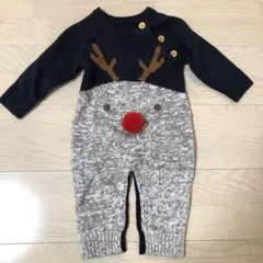 トナカイデザイン ニットロンパース 70センチ