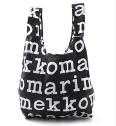 マリメッコ♪アウトレット‼️ロゴプリント　折りたたみ　エコバッグ　ブラック