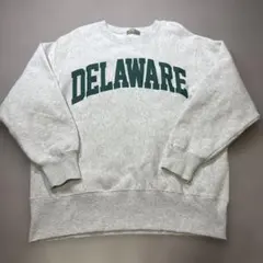 DELAWARE カレッジロゴ スウェット 裏起毛 グレー M