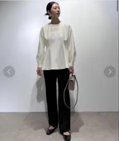 Mila Owen ペプラムトップスシガレットパンツSET UP ホワイト