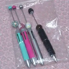 ビーズ装飾付きボールペン4本セット②