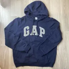 GAP ネイビー ロゴ フード付きパーカー