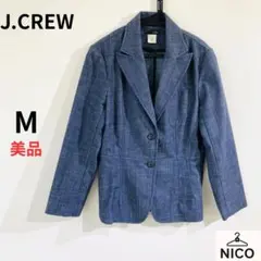 J.CREW シャンブレー テーラードジャケット 2 ブルー デニム風 ペプラムのサムネイル