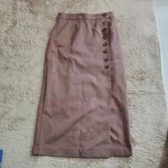 vis ブラウン ボタン付きタイトスカート