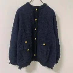 Mila Owen ツイードニットジャケット ネイビー