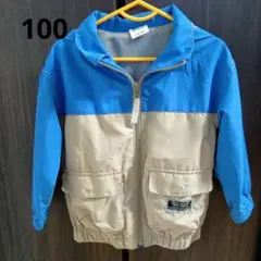 BREEZEキッズ フード付きジャケット 100cm 青/ベージュ