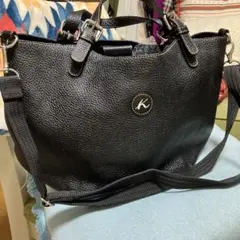 美品キタムラ2 黒レザーハンドショルダーバッグ