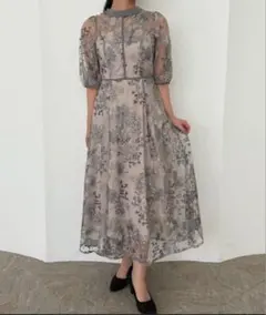 フラワーエンブロイダリードレス結婚式同窓会オケージョンドレスお呼ばれワンピース