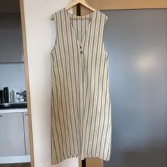 ストライプ柄ノースリーブシャツワンピース