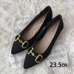 【美品】ANNECOQUINE　ニットパンプス　ポインテッド　黒　サイズ23.5のサムネイル
