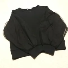 エヘカソポ トップス トレーナー シースルー袖 パフスリーブ　ミニ丈　M