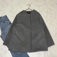 美品 2024AW【レリューム】スーパーファインビーバークルーネックコート 38