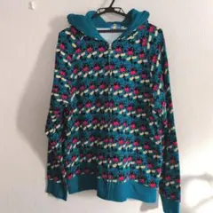 ディズニーリゾートミッキー総柄　ブルー　ジッパーフード付き　大きいサイズLL