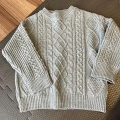 petit main グレー ケーブル編みセーター M