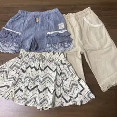まとめ売り　キッズ　スカート　ショートパンツ　ズボン　110 ３枚セット