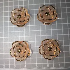 【匿名配送】カメリア　花　オレンジ×ゴールド　ジビッツ　4個
