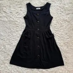 【美品】Feroux ワンピース フレア 黒 リボン フレア 2（E274）