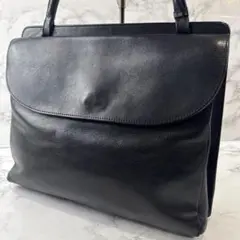 B.stuff ビースタッフ 本革レザー ダブルホック ハンドバッグ 黒ブラックのサムネイル