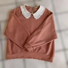 襟付きピンク系トレーナーL 　GU